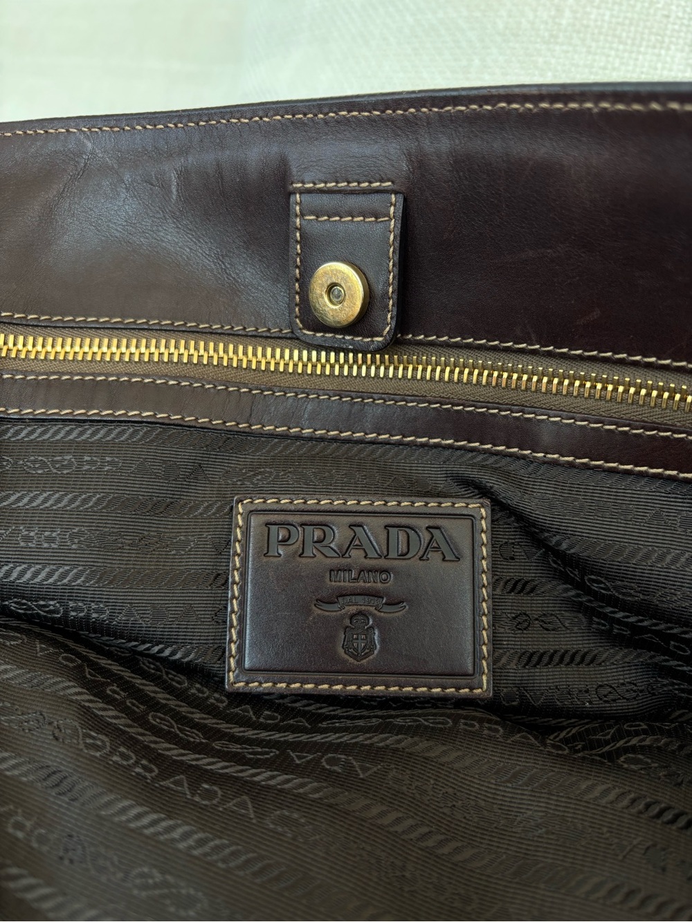 Prada Dark Brown Canvas Jacquard Tote Bag - Picture 4 of 14